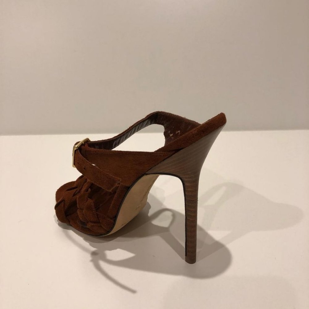 Manolo Blahnik New Braided Suede Mule Heel Sandal - Picture 7 of 10
